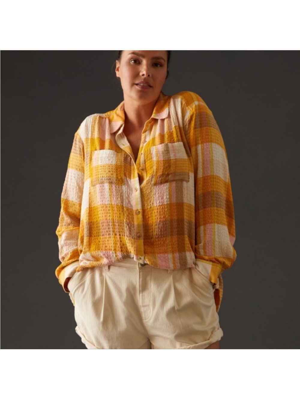 Pilcro Yellow Plaid Button-Down Shirt Size XLP